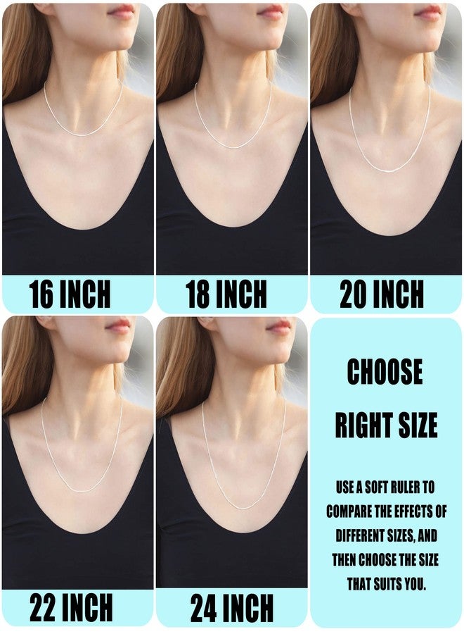 Fiusem Sterling Silver Chain Necklace for Women, 1 mm Thin 925 Sterling Silver Cable Chain, Small Chain 20 Inch - Image 2